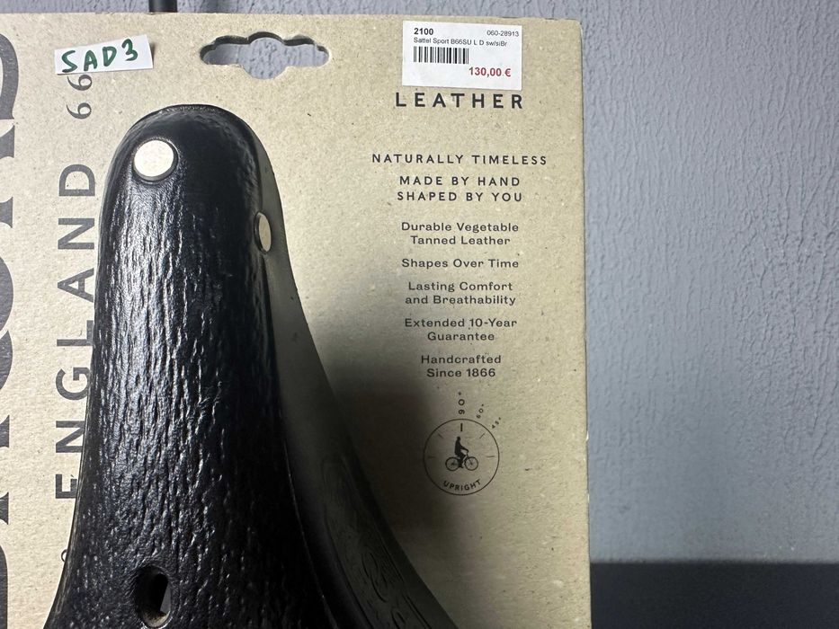 Siodełko BROOKS b66SU twarda skóra czarne