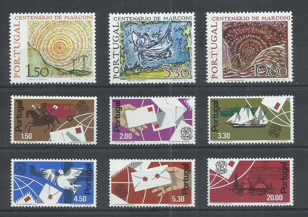 Selos portugueses – Ano completo de 1974, 36 selos como novos + bloco