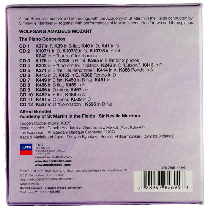Mozart Piano Concertos Alfred Brendel 12 CD