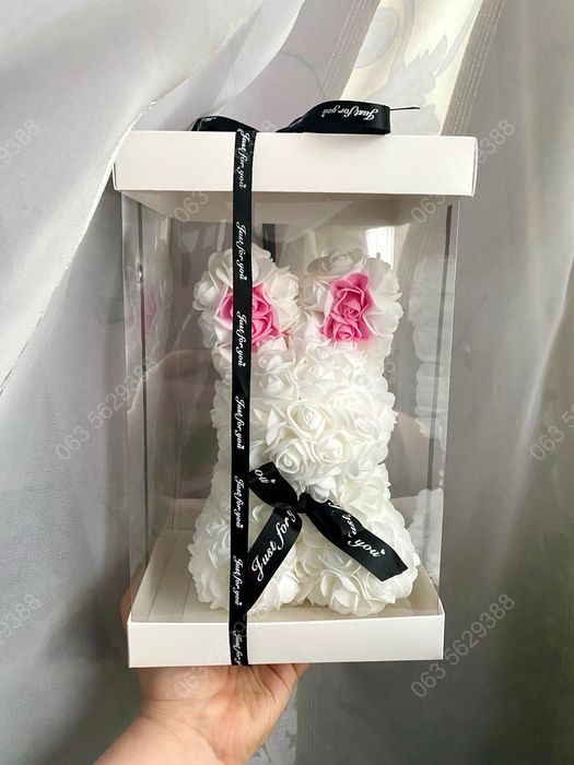 Медведик з троянд, мишка из роз,подарунок на 8 березня, свято весни