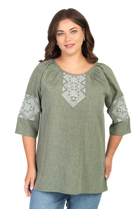 Жіноча блуза з вишивкою Любава рукав 3/4 (в різних кольорах)