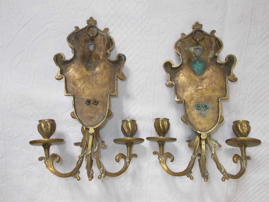 Castiçais de parede antigos em bronze