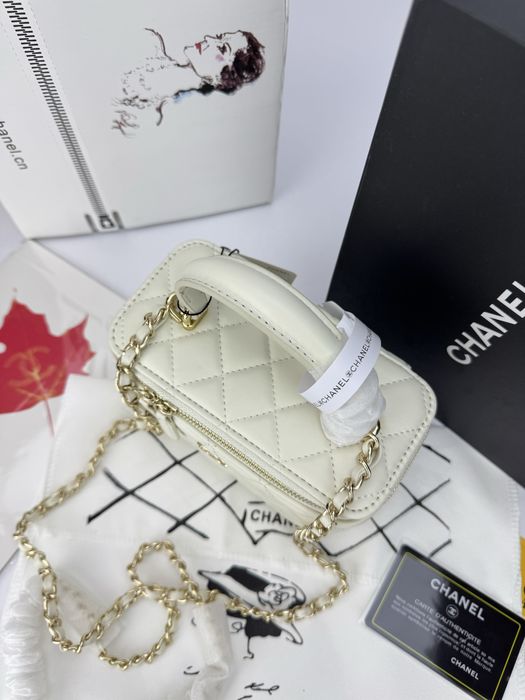 Сумка Chanel Vanity молочна, шоколадна з ручкою