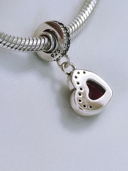 Zawieszka czerwone serce charm's s 925