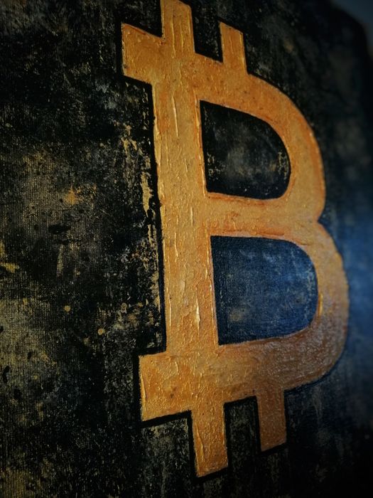 Obraz Bitcoin ręcznie malowany