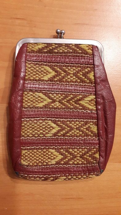 Kosmetyczka na drobiazgi, ze skóry i tkaniny, vintage