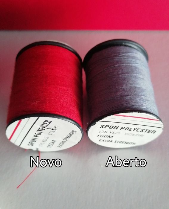 Linhas de cozer, tubo de 160 metros, novos, exceto tubo laranja, cinza