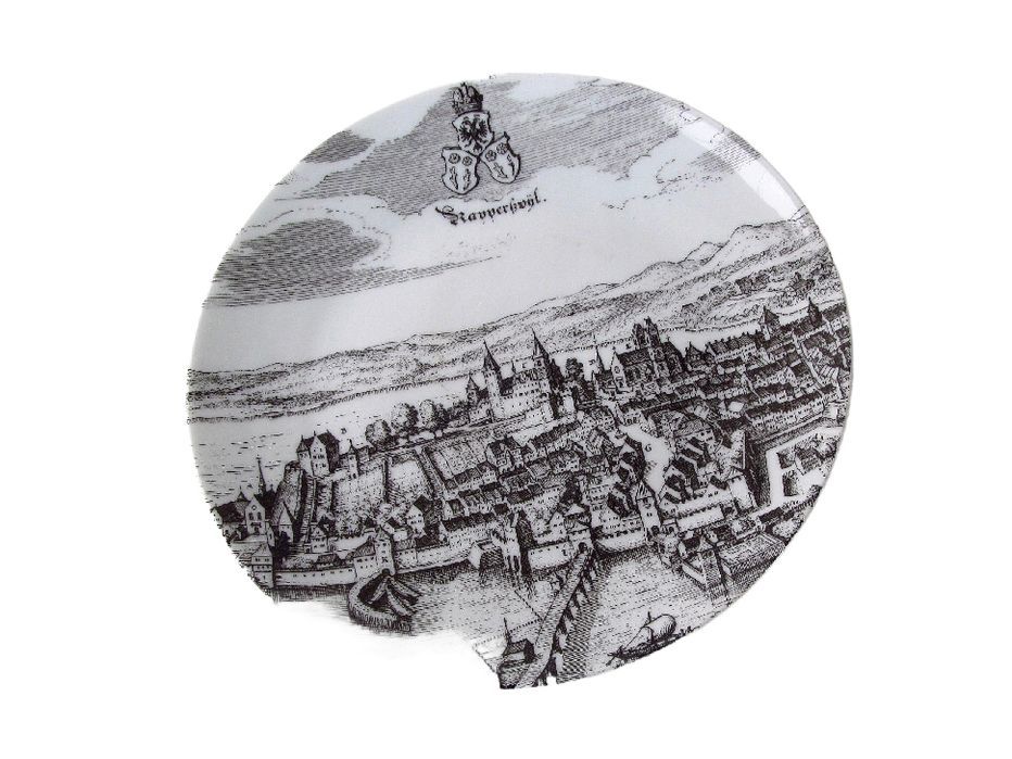 piękny talerz porcelanowy widok maista pejzaż