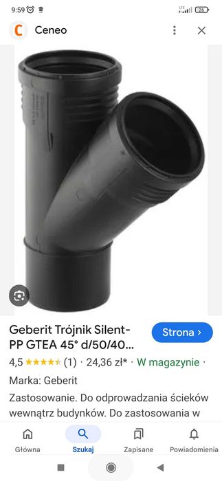Trojnik Geberit 50/50/45