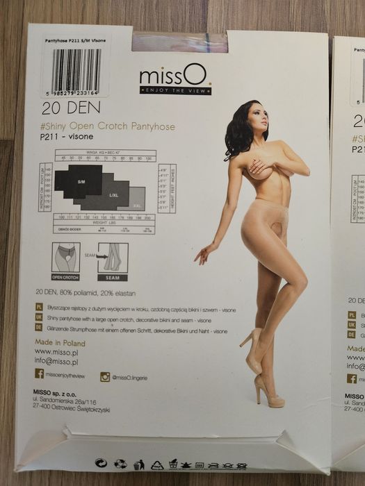 Rajstopy miss0 - open crotch S/M P211, visone