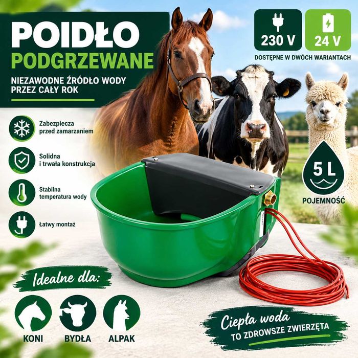Poidło podgrzewane z zaworem pływakowym SH30 5 LITRÓW