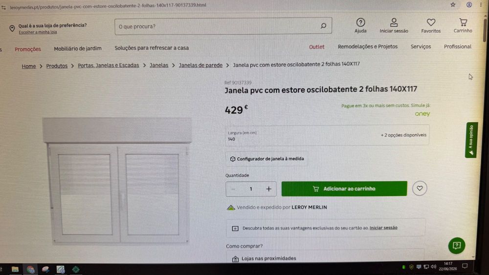 Janelas em PVC com estore: 60x60; 110x115;140x117