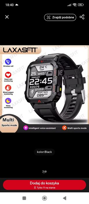 Zegarek taktyczny wojskowy sportowy czarny.