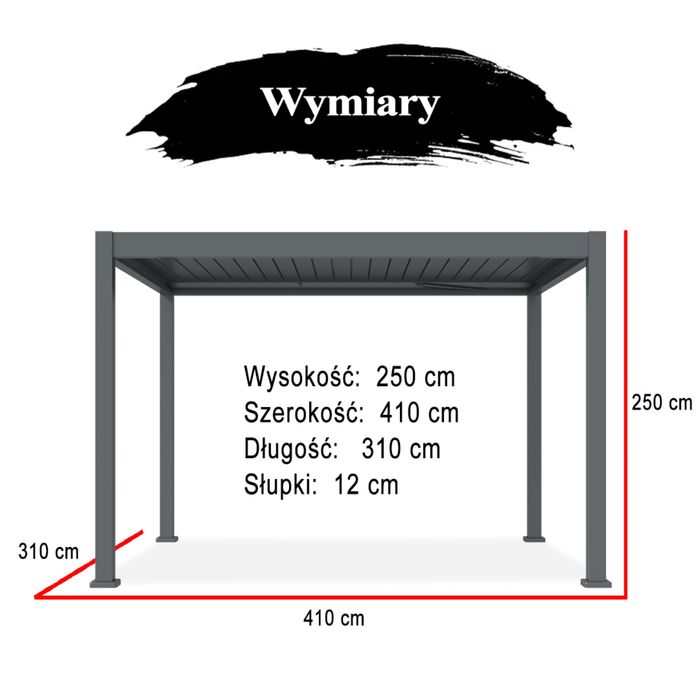 Pergola Ogrodowa 3x4 Aluminiowa Elektryczna LED Bioklimatyczna