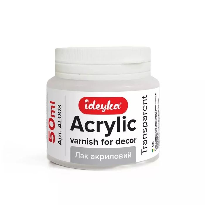 Błyszczący lakier akrylowy do dekoracji 50ml. Ideyka