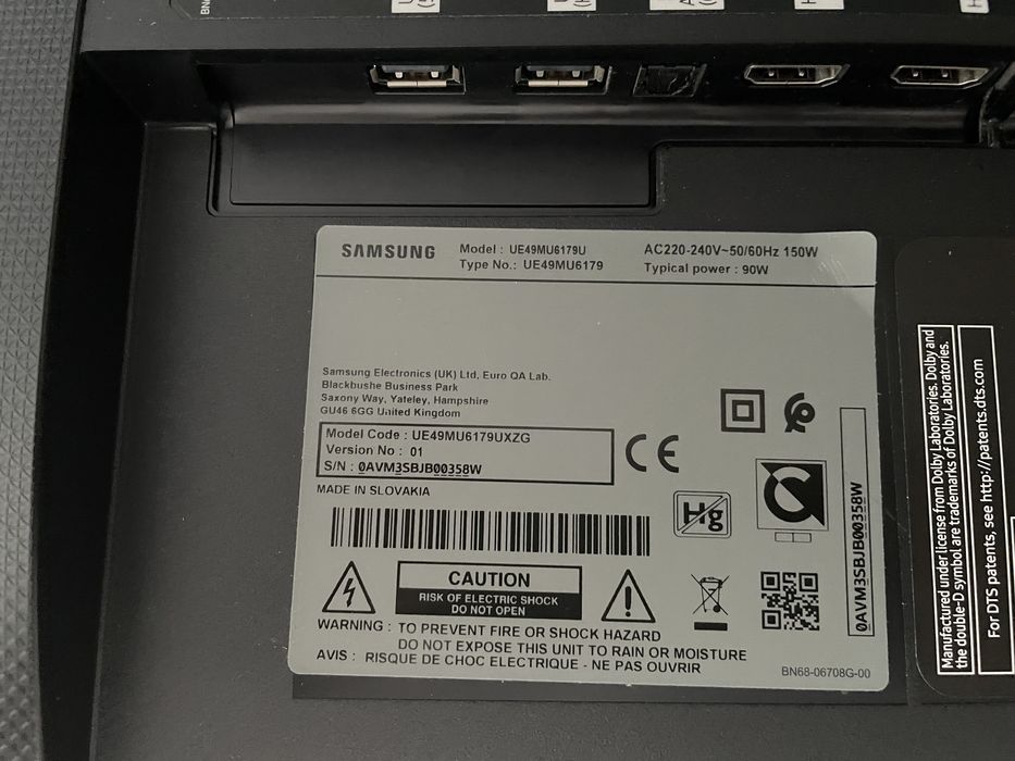 Samsung UE49MU6179 на запчастини