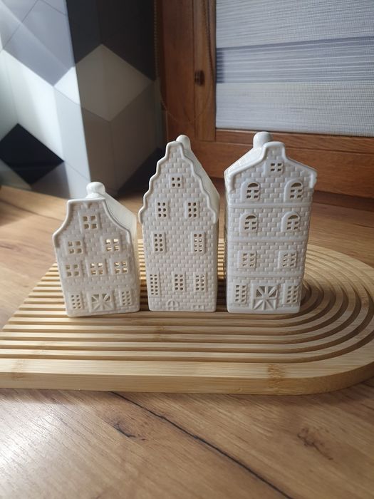 3 domki, kamieniczki świąteczne, ceramiczne. Nowe. Darmowa dostawa
