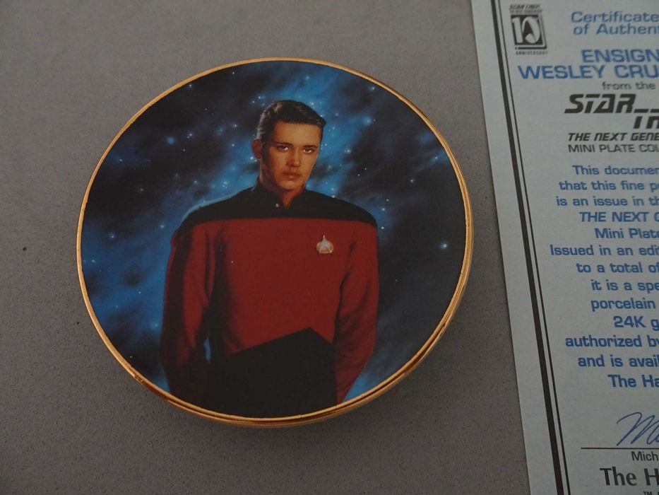 Prato Star Trek Ensign Wesley Crusher com certificado de autenticidade