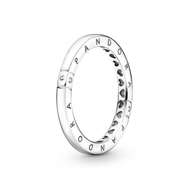 Anel Logo & Hearts Pandora em Prata de Lei 925 Novos