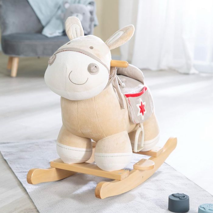 Balancim / cavalinho baloiço de madeira e peluche com caixa original