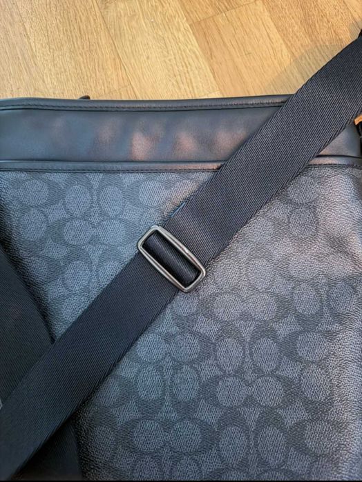 Coach Gotham Slim Crossbody Shoulder Bag in Signature Canvas (Charcoal BLack)