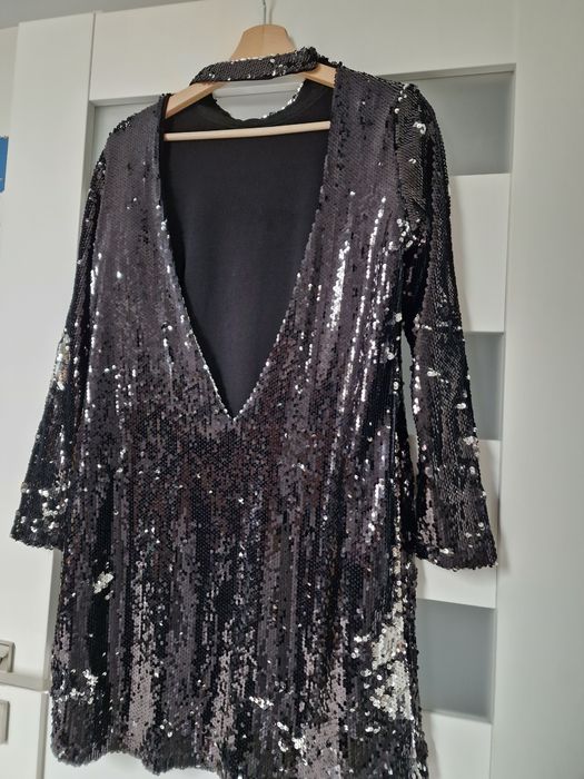 Victoria cekinowa sukienka Mini 38 M koktajlowa karnawal cekiny błysk