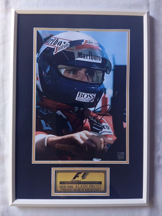 Moldura F1 Legend Alain Prost com Autógrafo (A4)