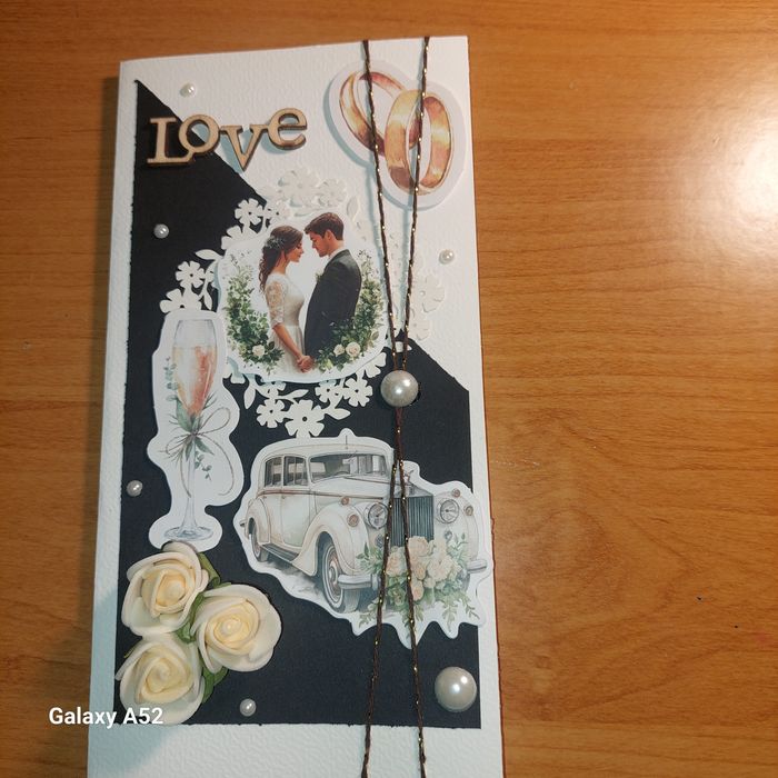 Kartka ślubna scrapbooking ręcznie robiona