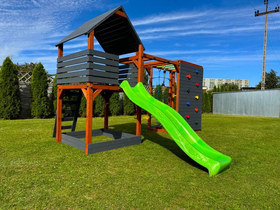 Drewniany Plac Zabaw do ogrodu - PROMOCJA - MIKI - Domek - Huśtawka