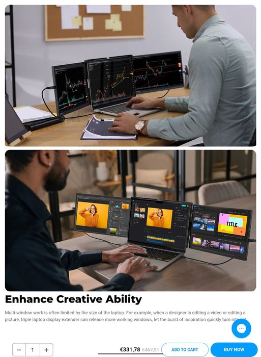 Monitor Portátil  (triplo) Uperfect Station Z14,  resolução QHD