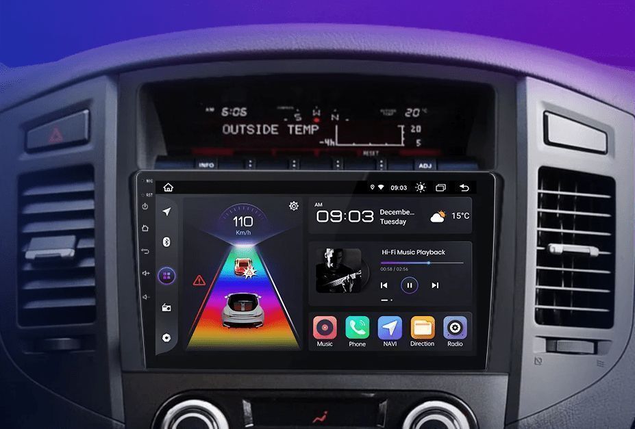 Radio Android 9” CarPlay Android Auto – Mitsubishi Pajero 4 PL