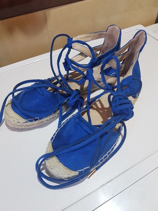Buty espadryle sandały wiązane niebieskie 36.