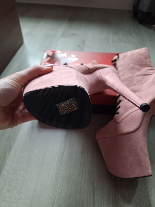 Buty botki do exotic pole dance Pleaser Flamingo 1020FS nowe 41 róż