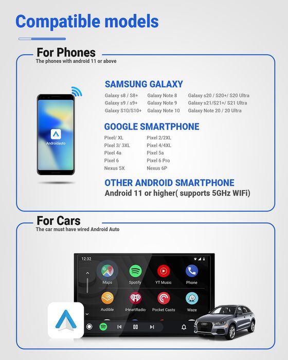 Ottocast A2air Pro Adaptador para Android Auto Bluetooth NOVO