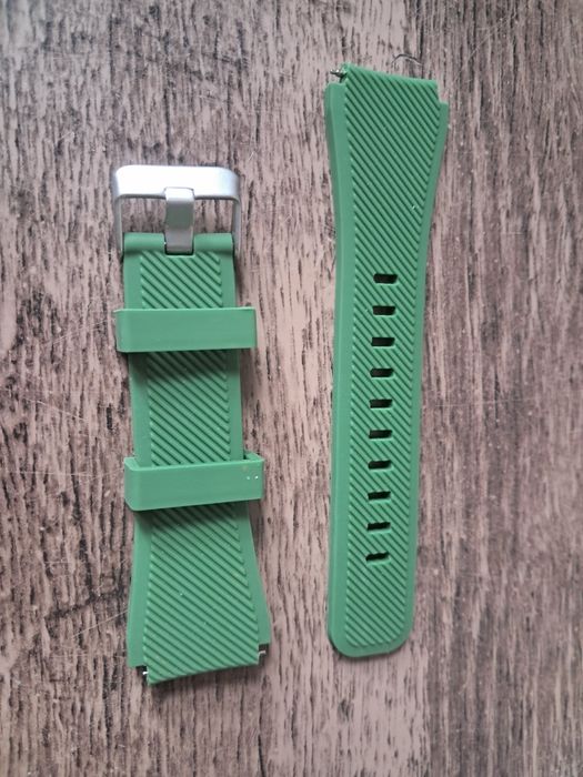 Ремінець на смарт годинник силіконовий та екошкіра зелений 22 mm