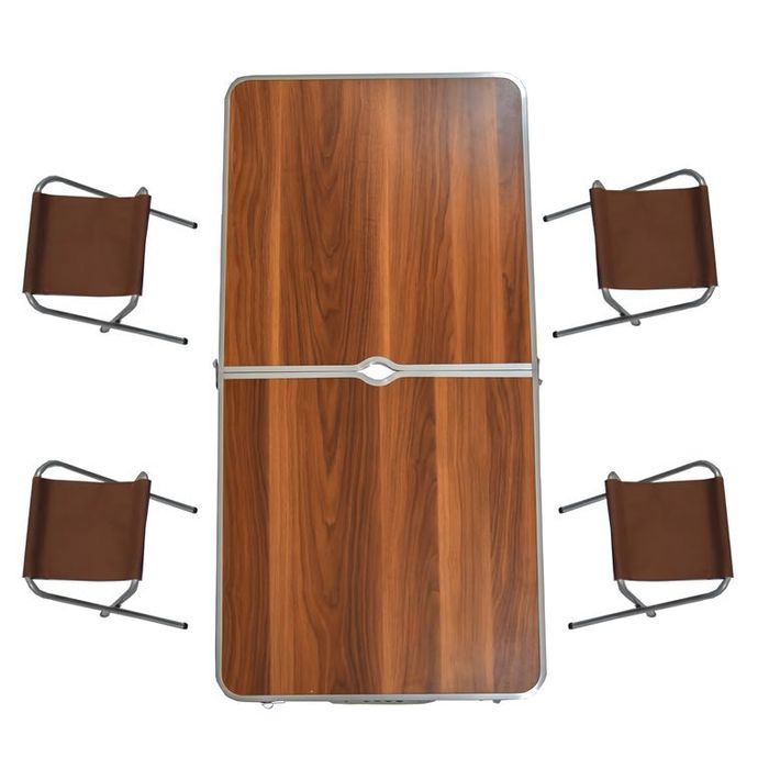 Stolik Turystyczny Kempingowy Stół Składany 4 Krzesła Walizka Zestaw