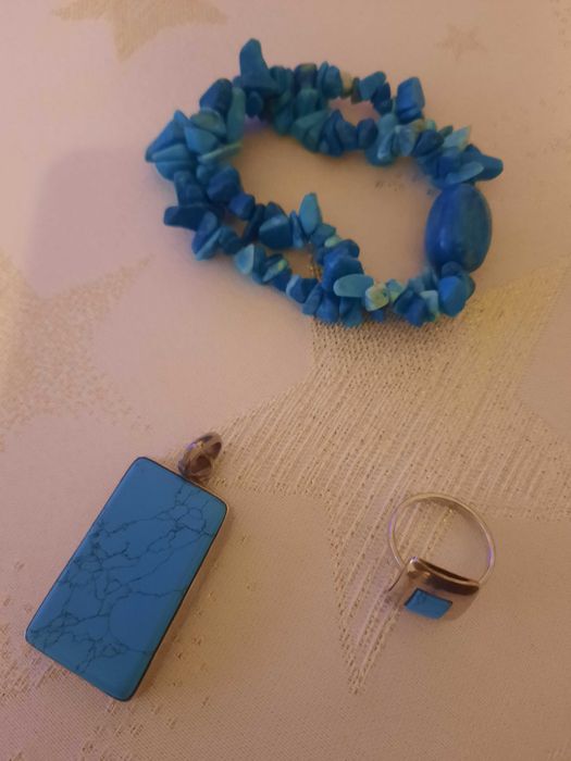 Wisior,pierścionek,bransoletka, turkus,komplet