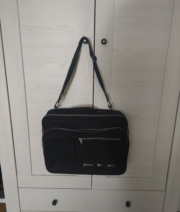 Czarna torba na duży laptop, torba na dokumenty