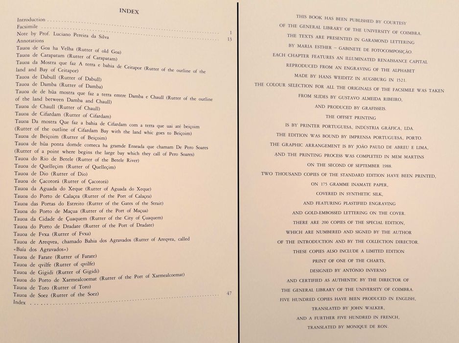 Tábua dos Roteiros da Índia de D. João de Castro (Idioma: INGLÊS)