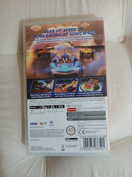 Team Sonic Racing para Nintendo Switch, completo (caixa + cartucho).