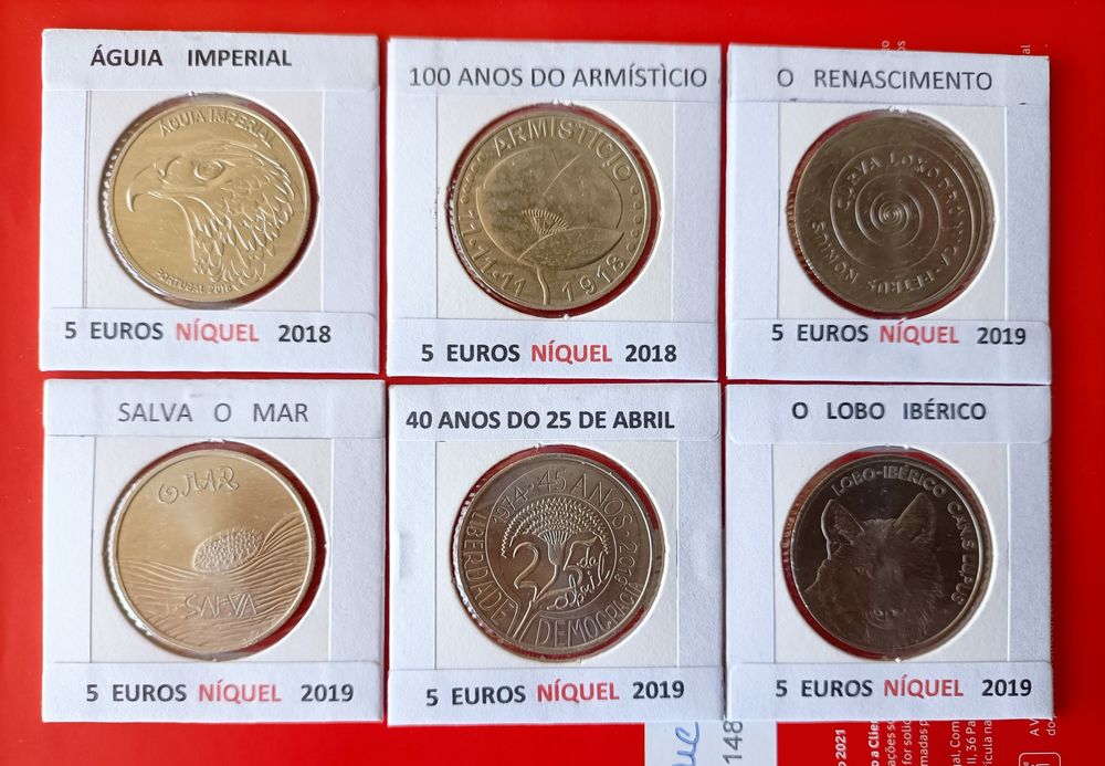 56  Moedas Comemorativas Portuguesas De 5 Euros