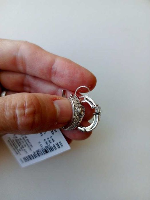 Серьги серебро 925 дсту + золото 375 дсту, с золотыми пластинами