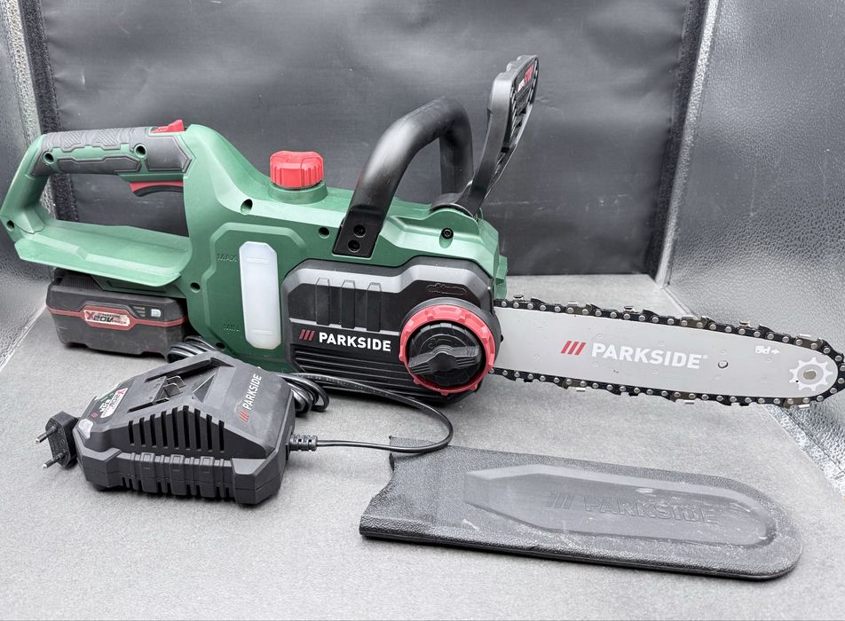 Parkside Akumulatorowa pilarka łańcuchowa PAKS 20-Li E5+Aku 4Ah+Ład.