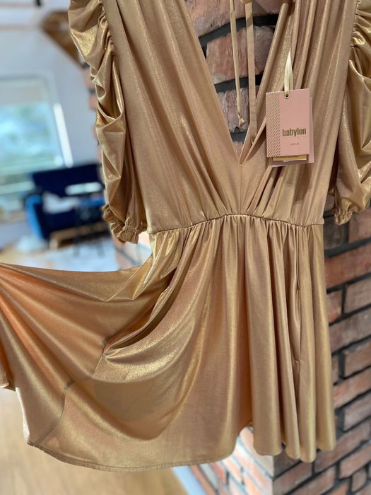 Sukienka Babylon złota krótka