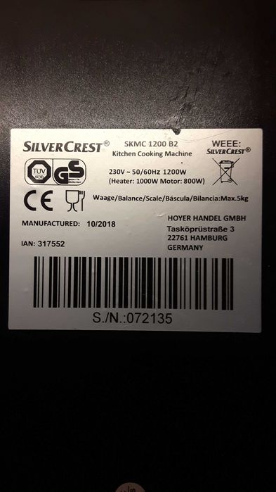 Lidlomix Monsieur cusine connect SKMC 1200B2 SilverCrest