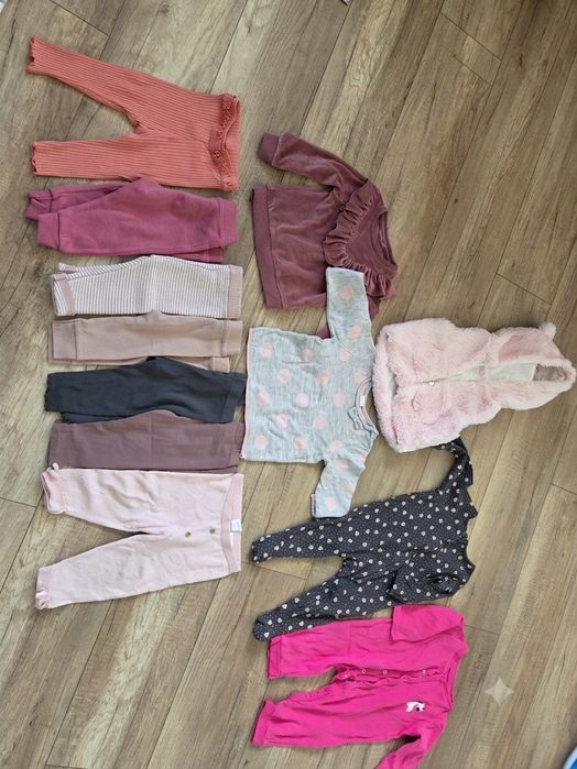#paka ubrań dziewczynka 74# zestaw ubrań# legginsy # bluzy# kamizelka# jesień#74