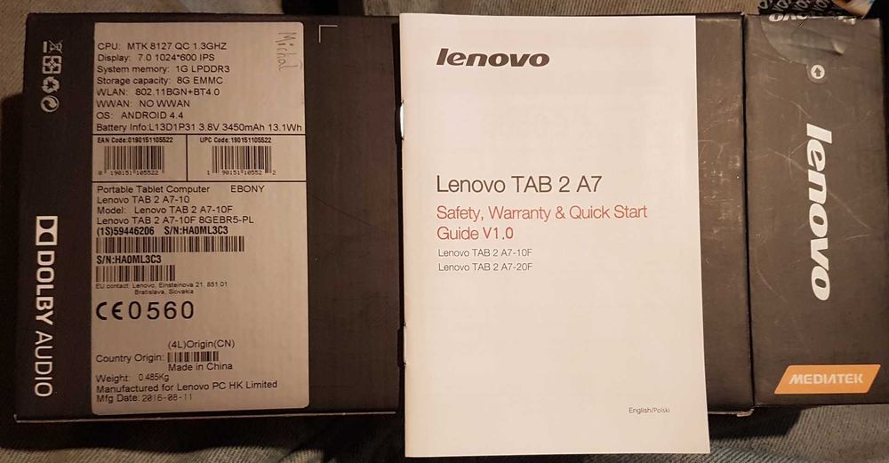 Tablet Lenovo Tab 2 A7-10  czarny 7"