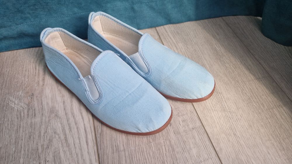 Текстильні мокасини блакитні, 35р