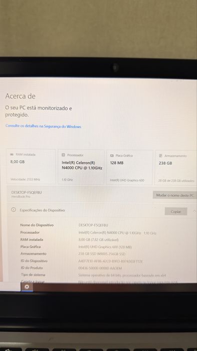 Portátil Chuwi Cpu intel 8gb Ram SSD Nvme 256gb