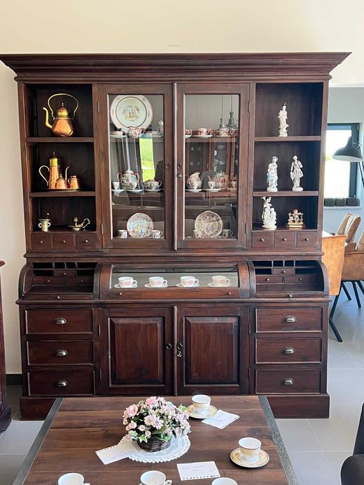 Kredens aptekarski witryna biblioteka drewno tekowe